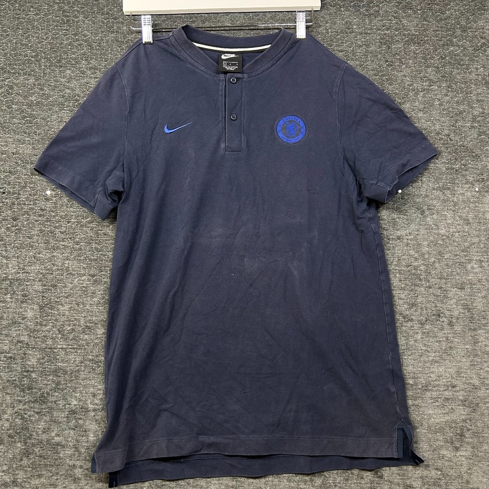 Nike Chelsea Football Club Polo Shirt Men's Navy Blue Crest Logo Sports - Large